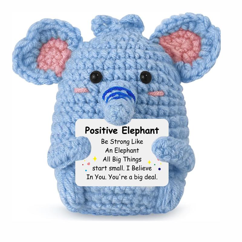Creative Funny Handmade Crochet Emotional Support Dolls with Positive Energy Card Desktop Ornament Home Decor for Friend Gifts