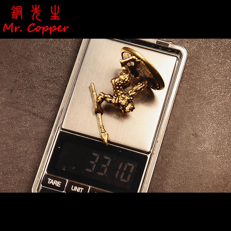 Solid Brass Toad Warrior Small Statue Desktop Ornament Vintage Animal Miniatures Figurines Home Decoration Crafts Tea Pet Decor