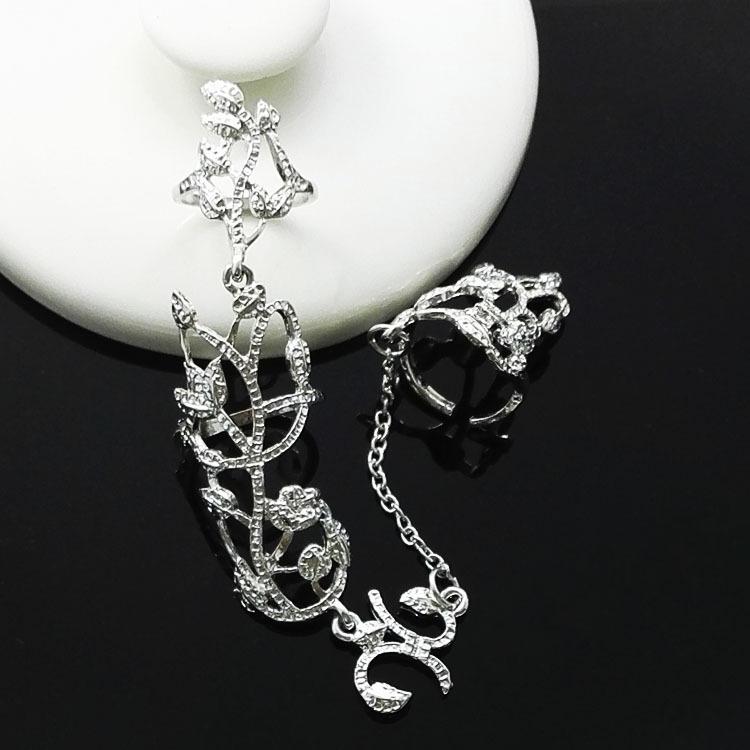 European-American Style Adjustable Rose Rhinestone Inlaid Diamond Hollow Ring