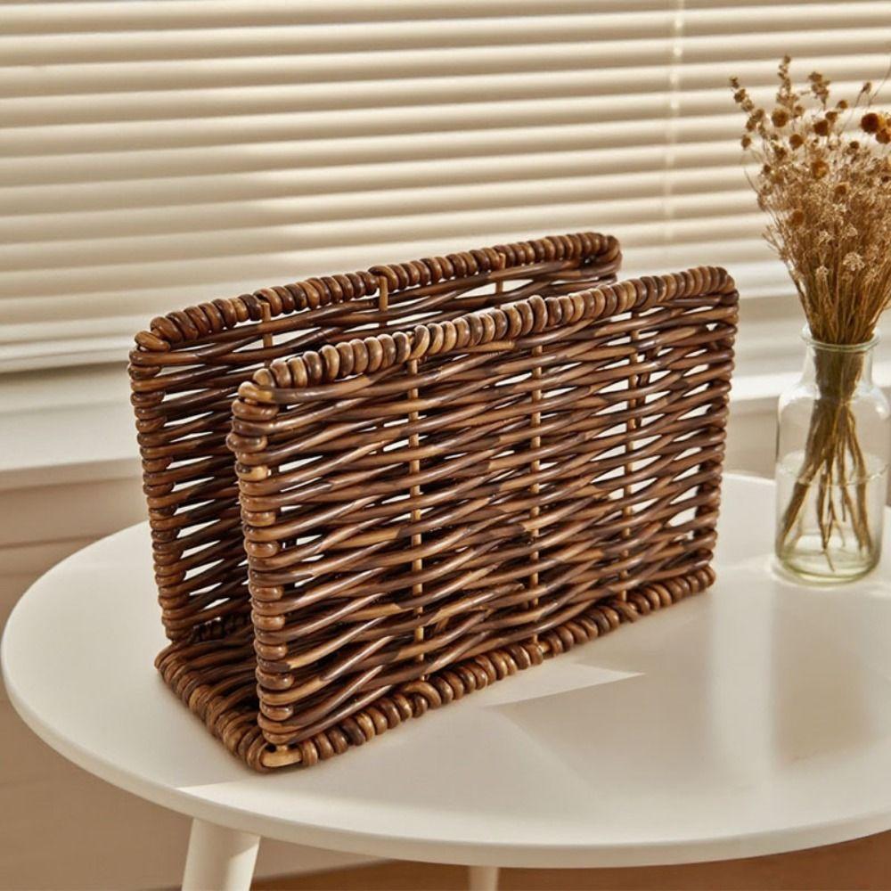 Rustic Style Vertical Napkin Dispenser Retro Tissue Storage Rack Desktop Use