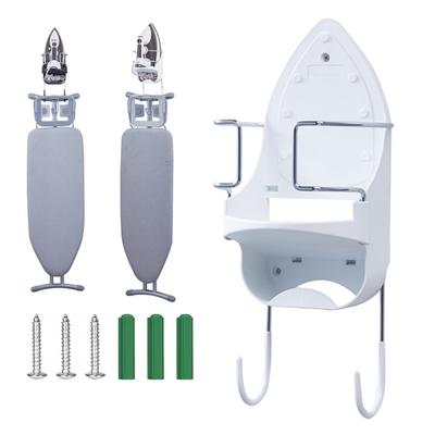 Wall Mount Ironing Board Hanger with Dual Hooks Heavy Duty Universal Laundry Room Iron Cord Holder Organizer Storage Rack