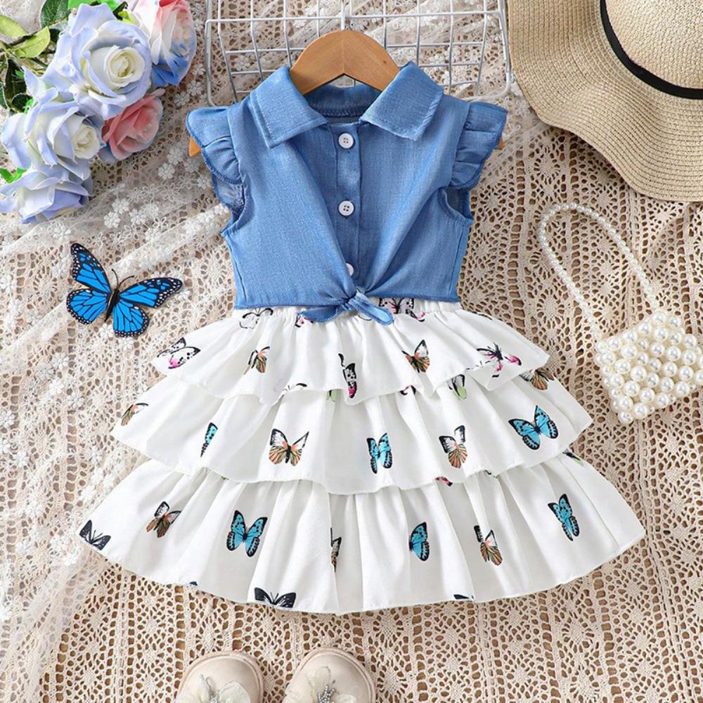 Sweet Girls Baby Dress Set Foreign-style Printing Summer Children 6M-3Y Cake Skirt