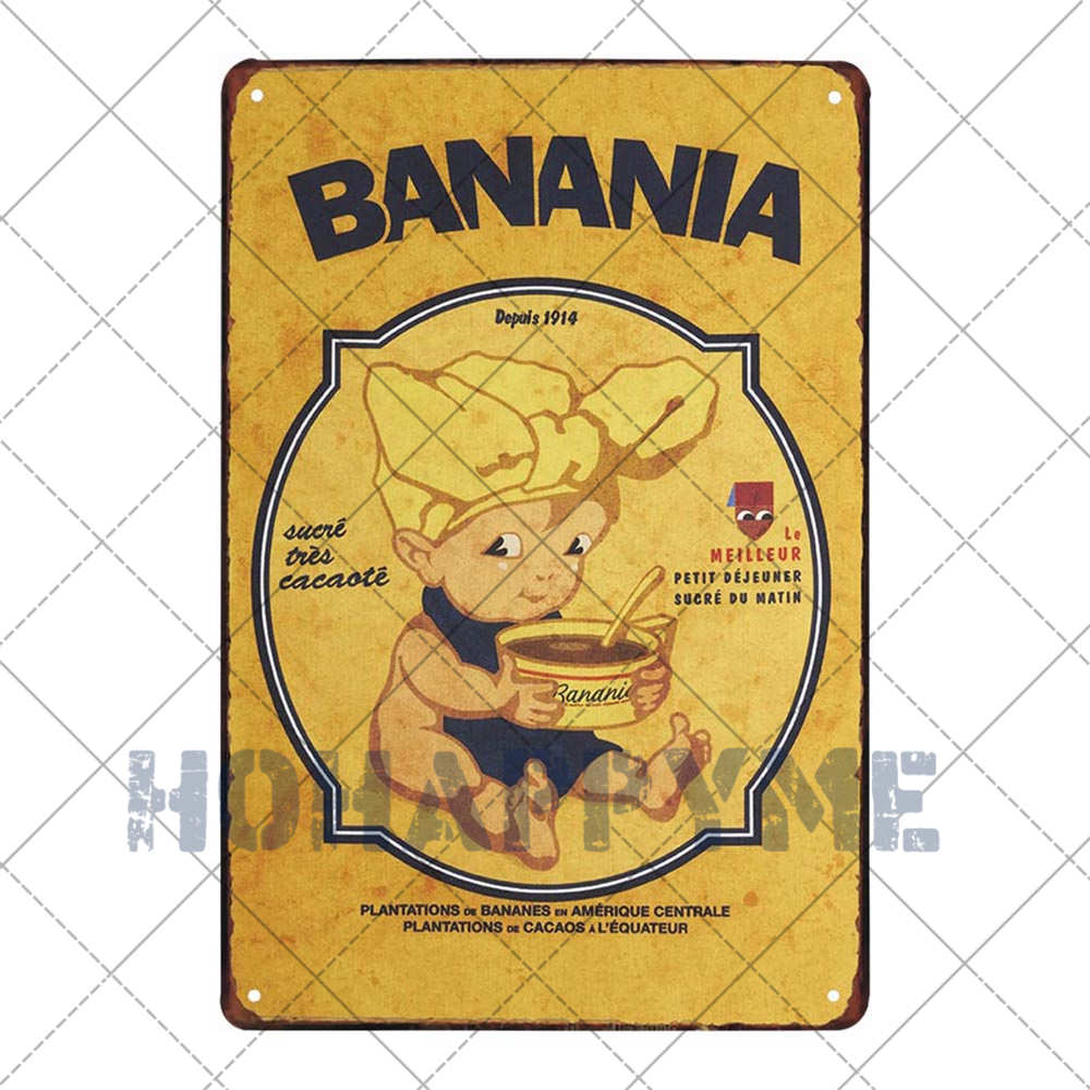 

FOOD Metal Wall Art Signs BANANIA Hot Drink Tin Painting Poster Decoration Bar Pub Club Cafe Plaque Home Decor Plates 20x30cm 30x20cm