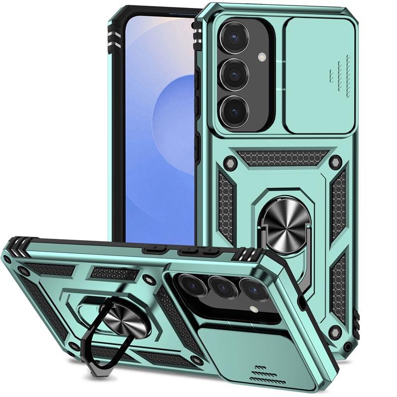 For Samsung Galaxy S25 FE 5G Case Slide Camera Lens Protect Armor Phone Case For Galaxy S 25 FE S25FE Magnetic Holder Ring Cover