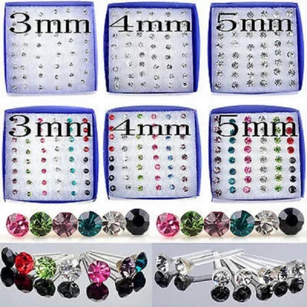 20Pair/Box Colorful Crystal Ear Stud Earrings Set Women Weddings Party Jewellery-5-12 Pairs Colorful Crystal