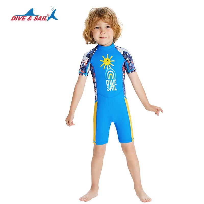 Kinderbadeanzug Jungen 'Einteiler Kurzarm Shorts Sonnenschutz Schnelltrocknend Mittel Alt Schwimmtraining Heiße Kleidung