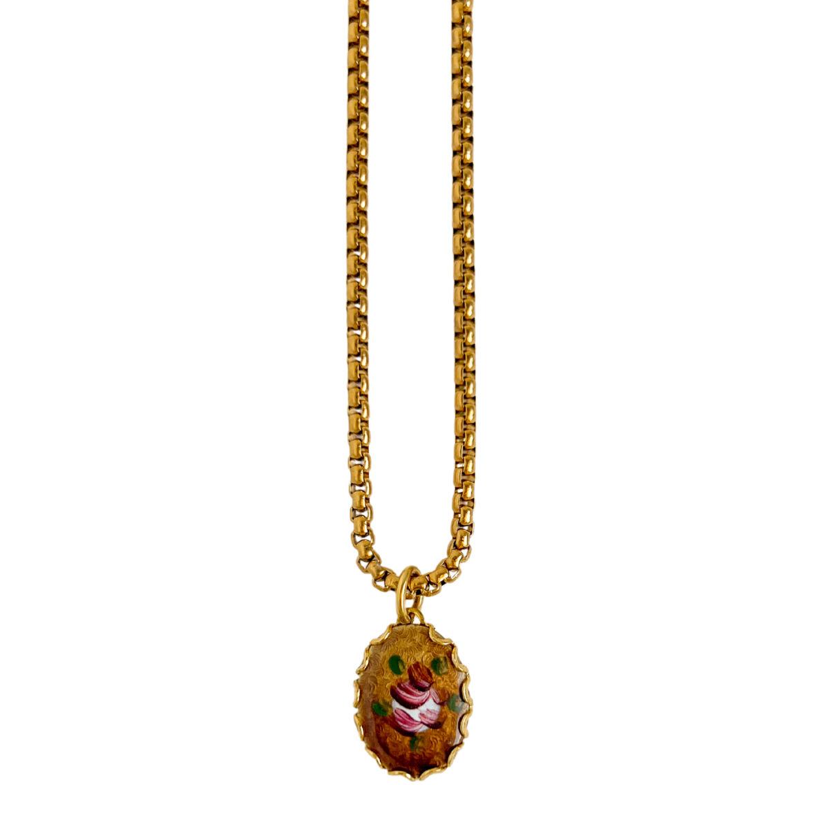 Vintage Printed Oval Love Necklace Female Pop Color Bohemian Personality Jewelry