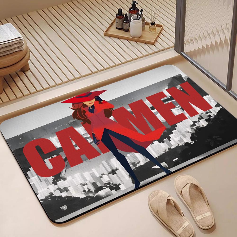 Floor Mat Diatomite Bath Mat, Quick Dry, Absorbent, Multi-Scene Mat Anime C-Carmen S-Sandiego