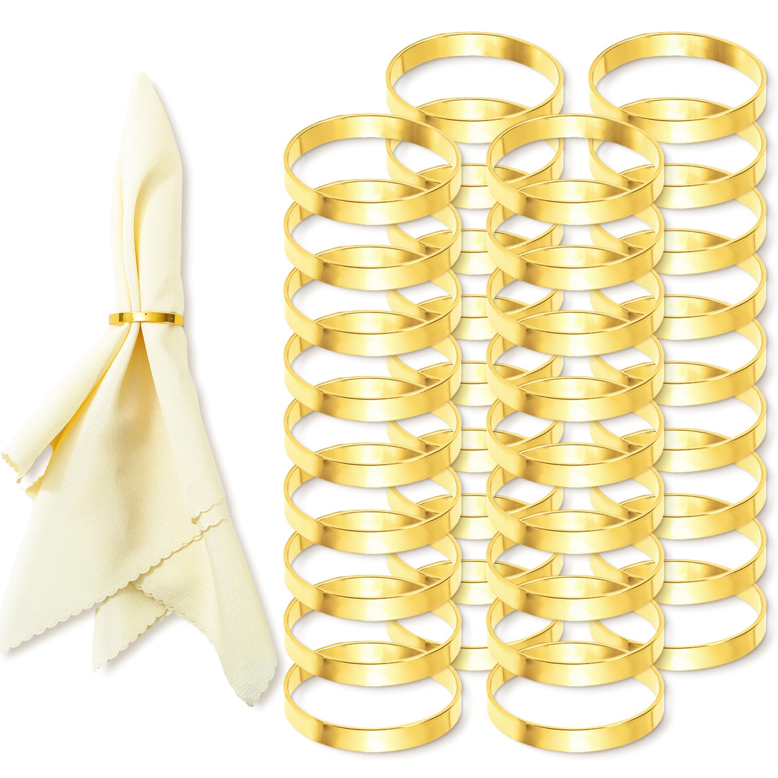 

100Pcs Gold Metal Napkin Rings Stainless Steel Napkin Holders Round Metal Napkins Buckle for Wedding Christmas Party Dinner Table Setting Decor 60