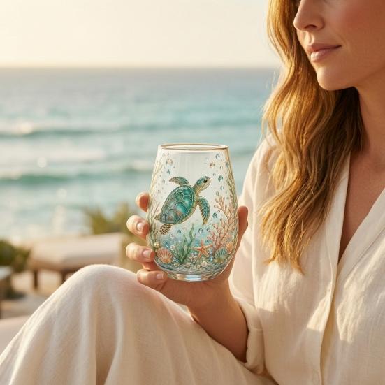 Morning Glass Tea Cup, Hummingbird Flower Pattern Tumbler with Gold Rim, Nature Themed Glassware for Tea Coffee Juice Wine Hot Cold Drinks Gift