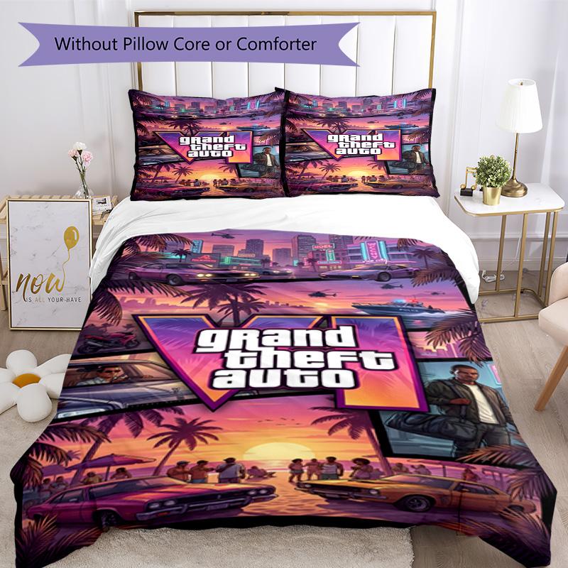 Ensemble de housse de couette Grand Theft Auto Parfait pour les chambres Lavable en machine Cadeau parfait pour les amis la famille
