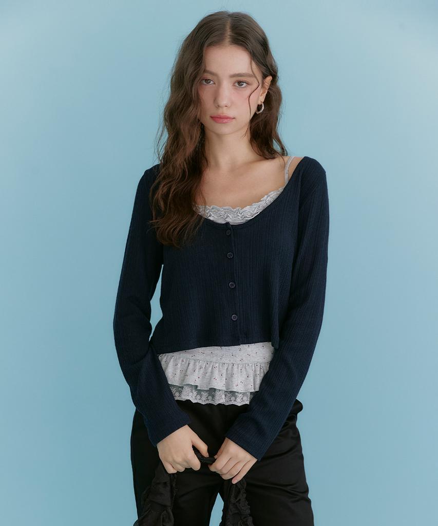 MICANE Beya Cardigan-Frill Sleeveless Set
