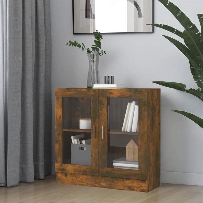 VidaXL Armoire à vitrine Chêne fumé 82,5x30,5x80 cm Bois d'ingénierie 815615