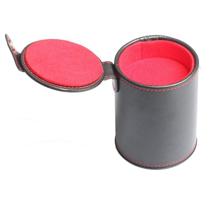 

PU Leather Double Layer Dice Cup with Lid and Flannel Mute for Bar KTV Entertainment