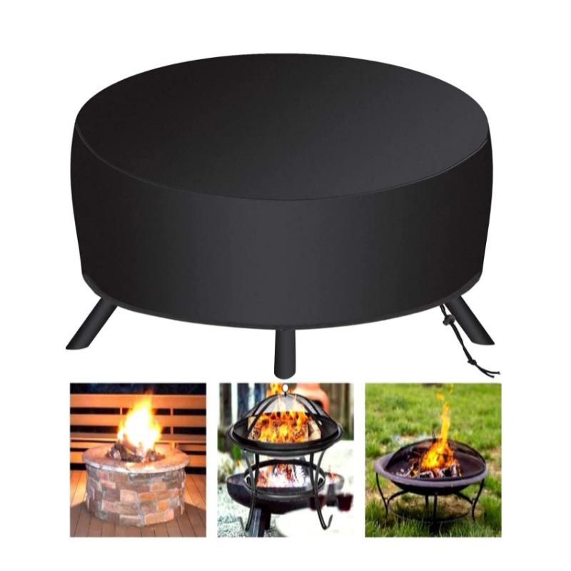Waterproof Black 210D Oxford Cloth Outdoor Small Fire Pit Dust Cover