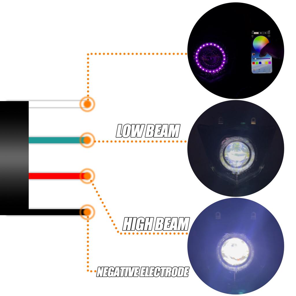 Motorcycle Angel Eye RGB Headlight Wick LED App Control For Yamaha WR 125 X R WR125 X/R  2009–2016 Motocross Modified HeadLamp