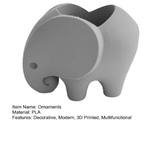 3D Printed Elephant Planter Pot, Cute Small Desktop Ornaments, Multi-Purpose Flowerpot And Pen Holder, Simple Home Office Decor