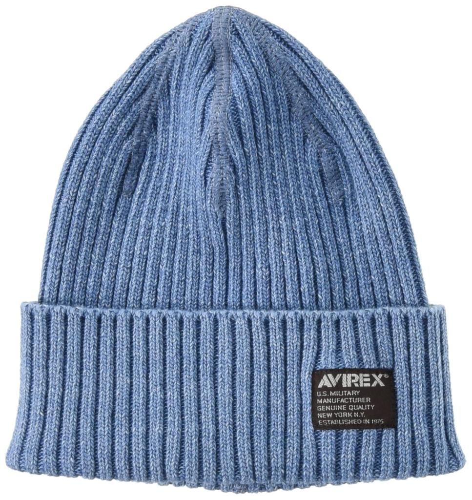 Avirex Indigo Dyeing Knit Cap Fits head circumferences Beanie, Indigo, 57-59cm