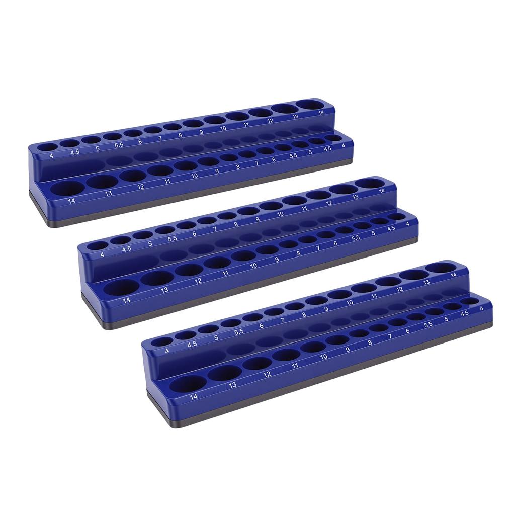 Metric Magnetic Socket Tray Blue Color Strong Magnetic Base Socket Organizer Holder for Work Area