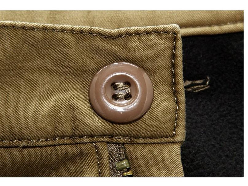 Pánské zimní zateplené sametové cargo kalhoty s více kapsami