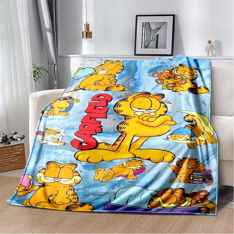 Garfield Cartoon Lazy Cat Print Soft Flannel Throw Blanket Warm Sofa Couch Bed Home Decor Cover For Classic Cartoon Fans