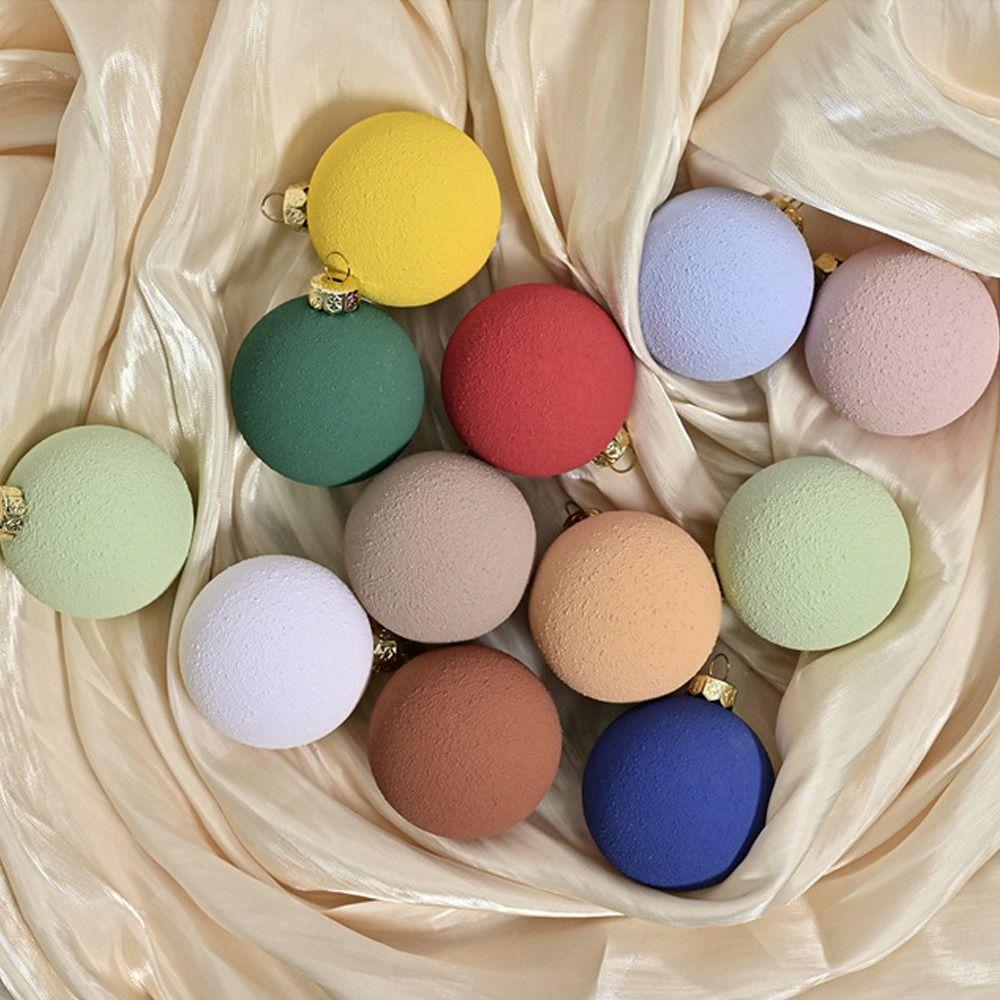 12pcs 6cm Flocking Christmas Balls Set Plastic Christmas Tree Hanging Decoration  Party Favors