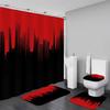 4Pcs Bathroom Shower Curtain Set  Red and Black  Bathroom Curtain With 12 Hooks Non Slip Rugs Toilet Cover Mat Bathroom Partition