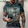 Pattern Print Mens Clothing T Shirt for Men Short Sleeve Tee Gym Clothing Men Male T-shirt Pirate Ship Print Clothes