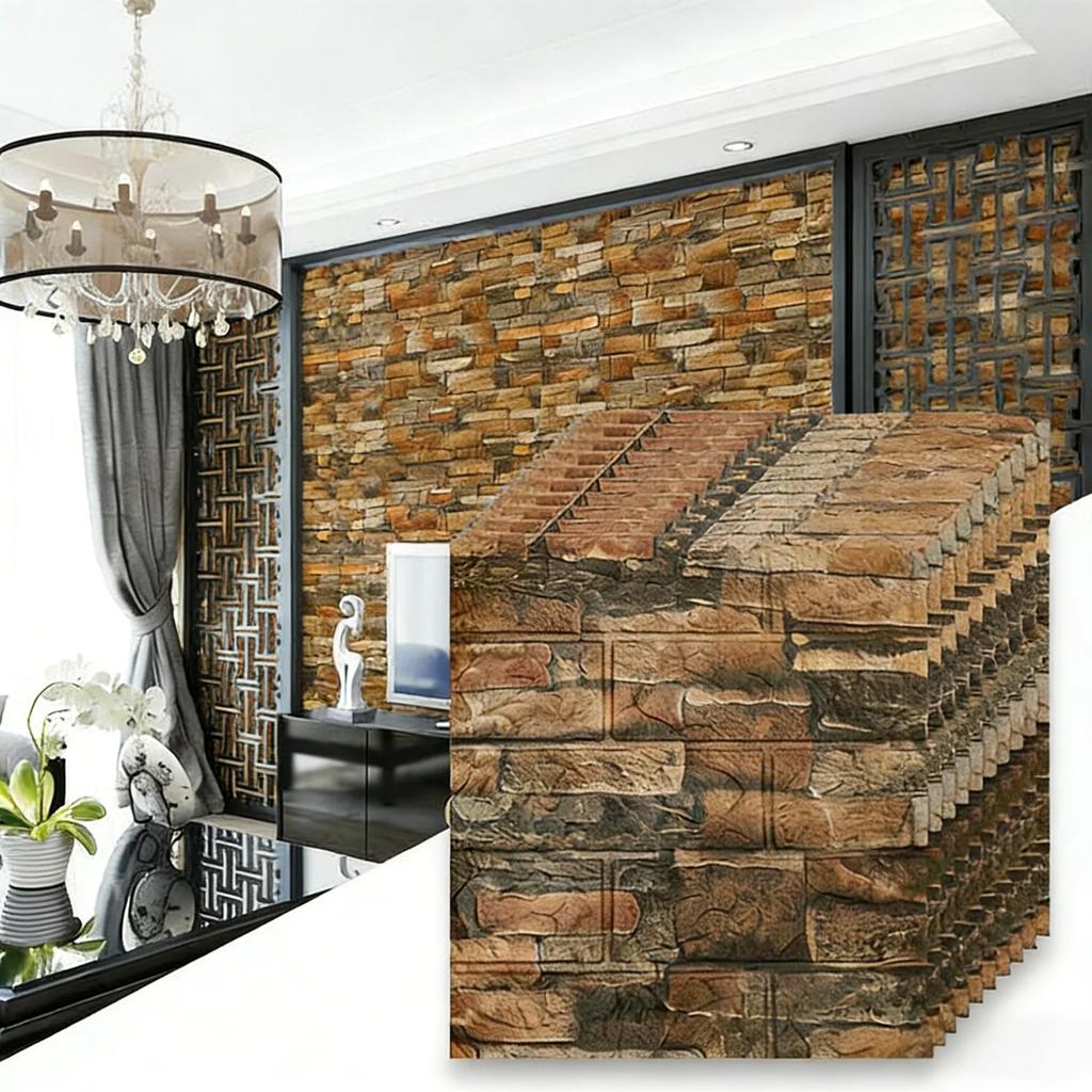 38.5cmx35cm 3D Soft Foam Brick Wall Sticker Self Adhesive Wallpaper Decor White Black For Household Indoor Living Room Wall