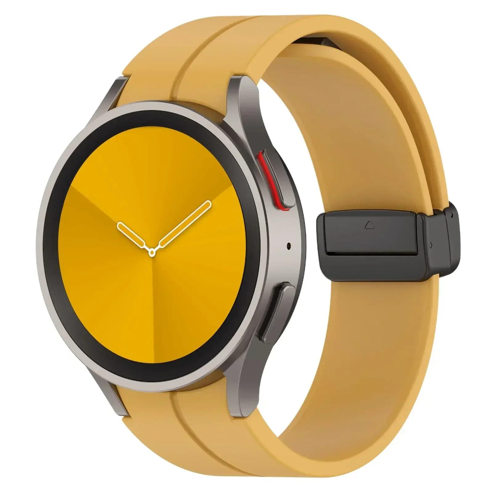 

Магнітний силіконовий ремінець для Samsung Watch 7 6 5 4 40 44 мм/5 Pro 45 мм, без проміжків, складана пряжка, ремінець для Galaxy Watch 6/4 Classic Watch 6 40mm 44mm