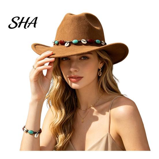 Fashionable Outdoor Felt Hat Wool Fedora, Unisex Western Cowboy Hat, Retro Wide Brim Stylish Winter Accessories Cowgirl Jazz for Women Men Autumn