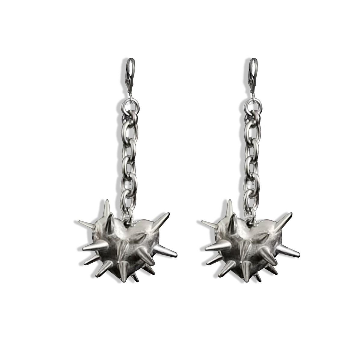 

Gothic Personality Sliver Color Thorns Spikes Heart Shape Pendant Dangle Earrings for Women Men Hiphop Punk Jewelry Accessories