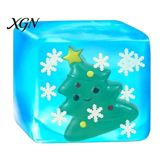 Reindeer Squeeze Toy Glow-in-the-Dark Christmas Stress Cube, Santa Tree Snowflake Party Favors Relief Toy, Sensory for Adults Kids