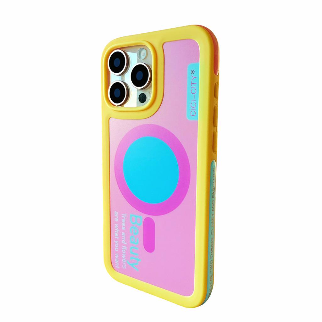 For iPhone 13 14 15 16 17 Pro Max Case Magsafe Happy Dapamine Color Anti-Collision Drop-proof Protective Cover for Summer Girls