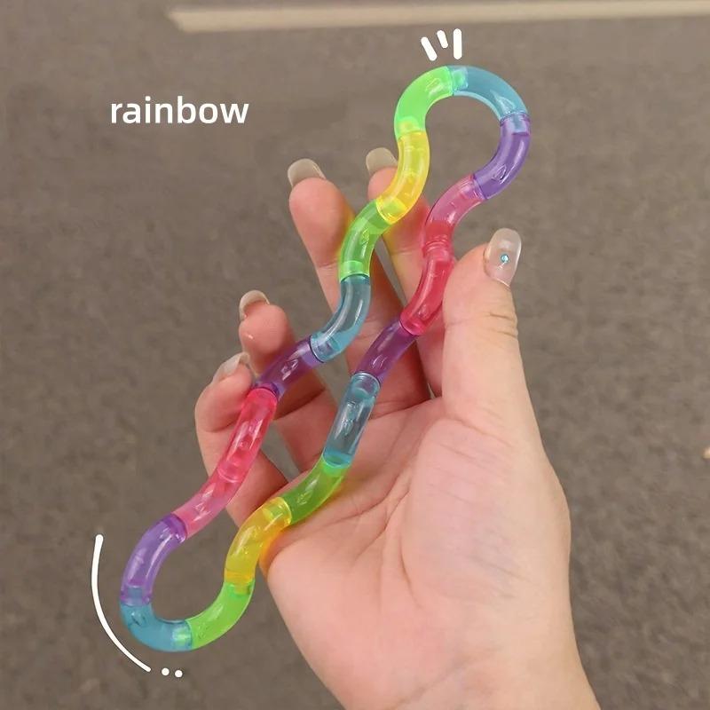 Deformable Rope Fidget Toy - Rainbow Anti-Stress Deformation Rope For Anxiety Relief, Portable Sensory Fidget For All Ages