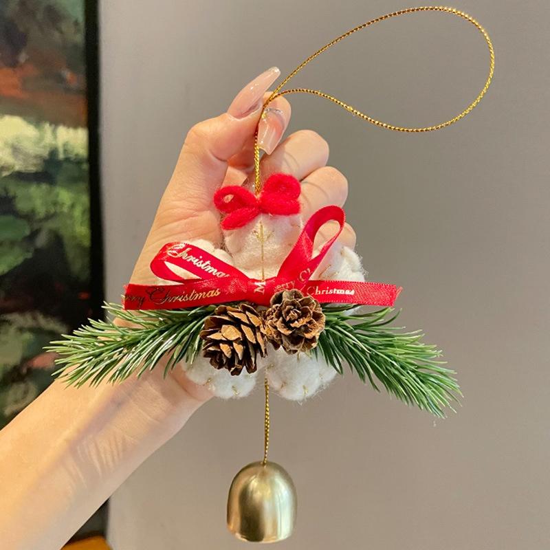 Christmas Atmosphere Pendant Gift Star Plush Bow Christmas Tree Red Pendant Wind Chime Creative Gift