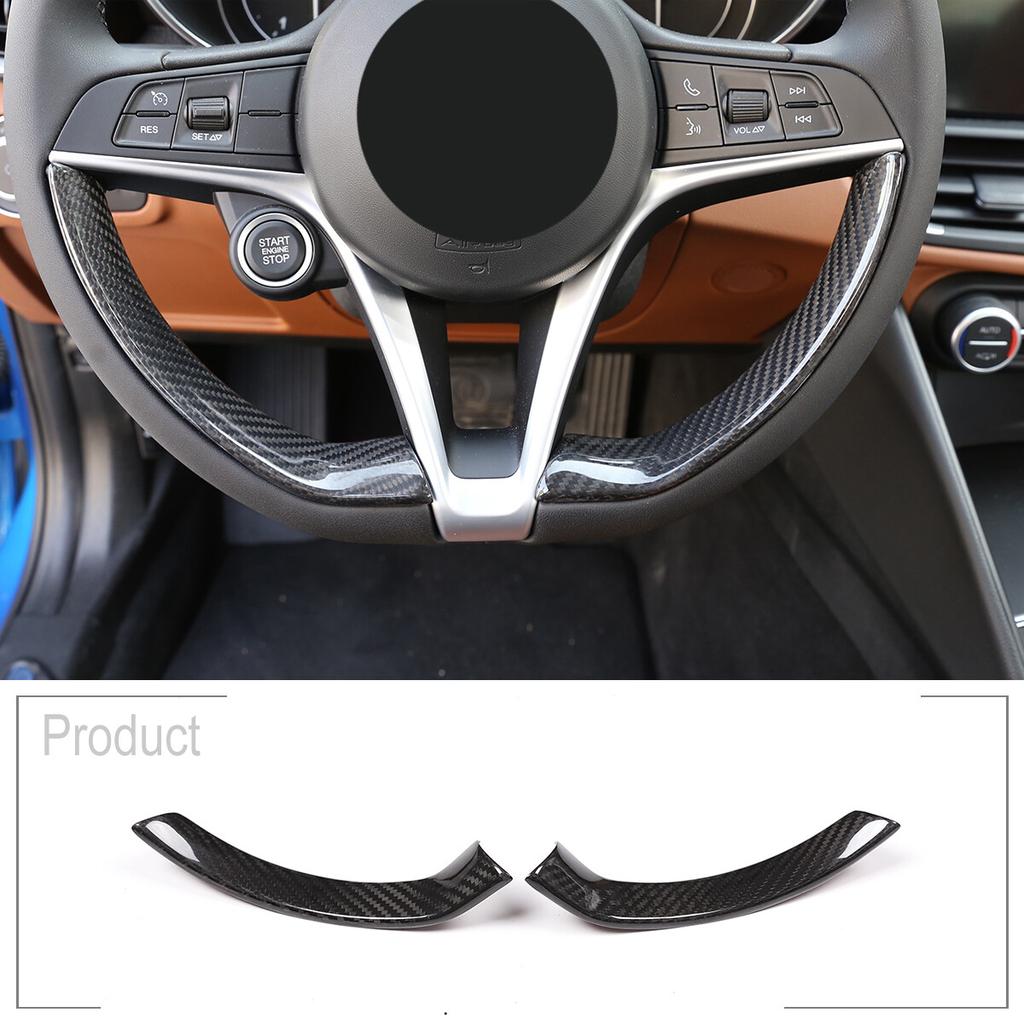 Real Carbon Fiber Steering Wheel Trim For Alfa Romeo Giulia Stelvio 2017-