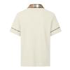 Heren Poloshirt met Korte Mouwen en Contrasterende Geruite Kraag en Knopenlijst Gestreept Design Casual Zomer Lichtgewicht Top