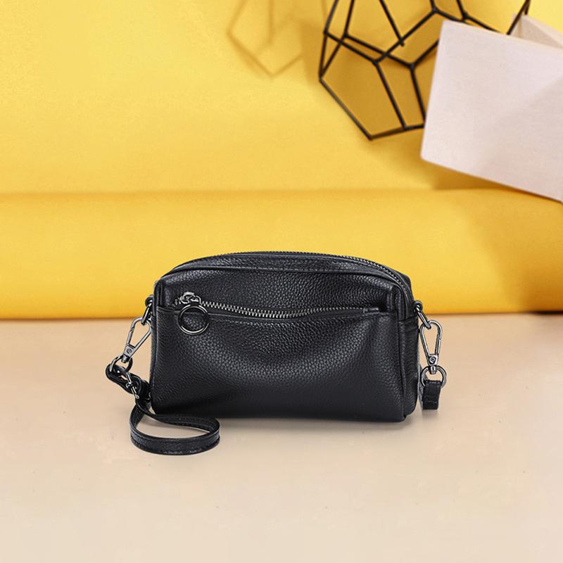 Nische Vielseitige Umhängetasche, Schultertasche aus Rindsleder der ersten Schicht, Tragbar aus echtem Leder, Mehrschichtige Hand-Handgelenk-Kleine quadratische Tasche