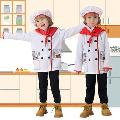Children's Chef Costume Boy Chef Costume Hat Top Chef Apron Scarf Suit Cooking Uniform Drama House Cosplay Costume
