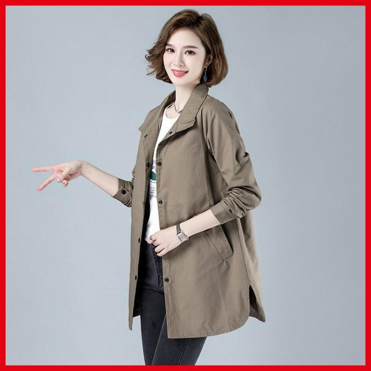 S-7XL 300 Kg Plus Size Women's Autumn and Winter Shirt Windbreaker Women's Mid-length Mother's Jacket Top