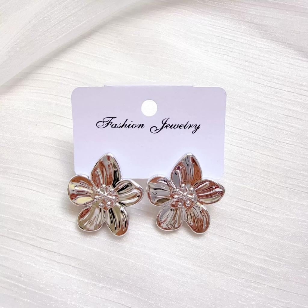 Hyperbole Long Water Droplet Flower Wing Round Wave Square Shell Golden Pendant Earrings for Women CCB Smooth Creative Jewelry