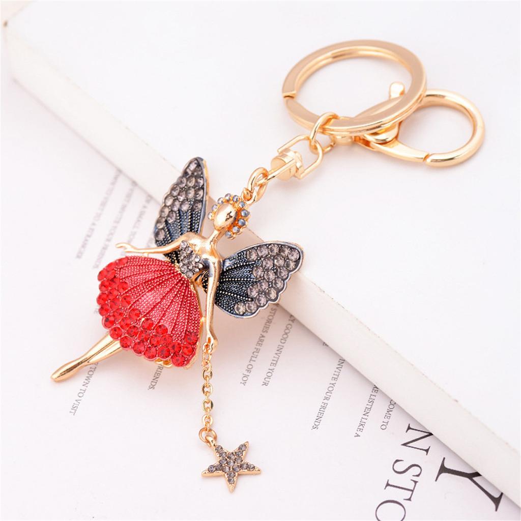 Diamond Studded Ballet Girl Car Keychain Bag Pendant
