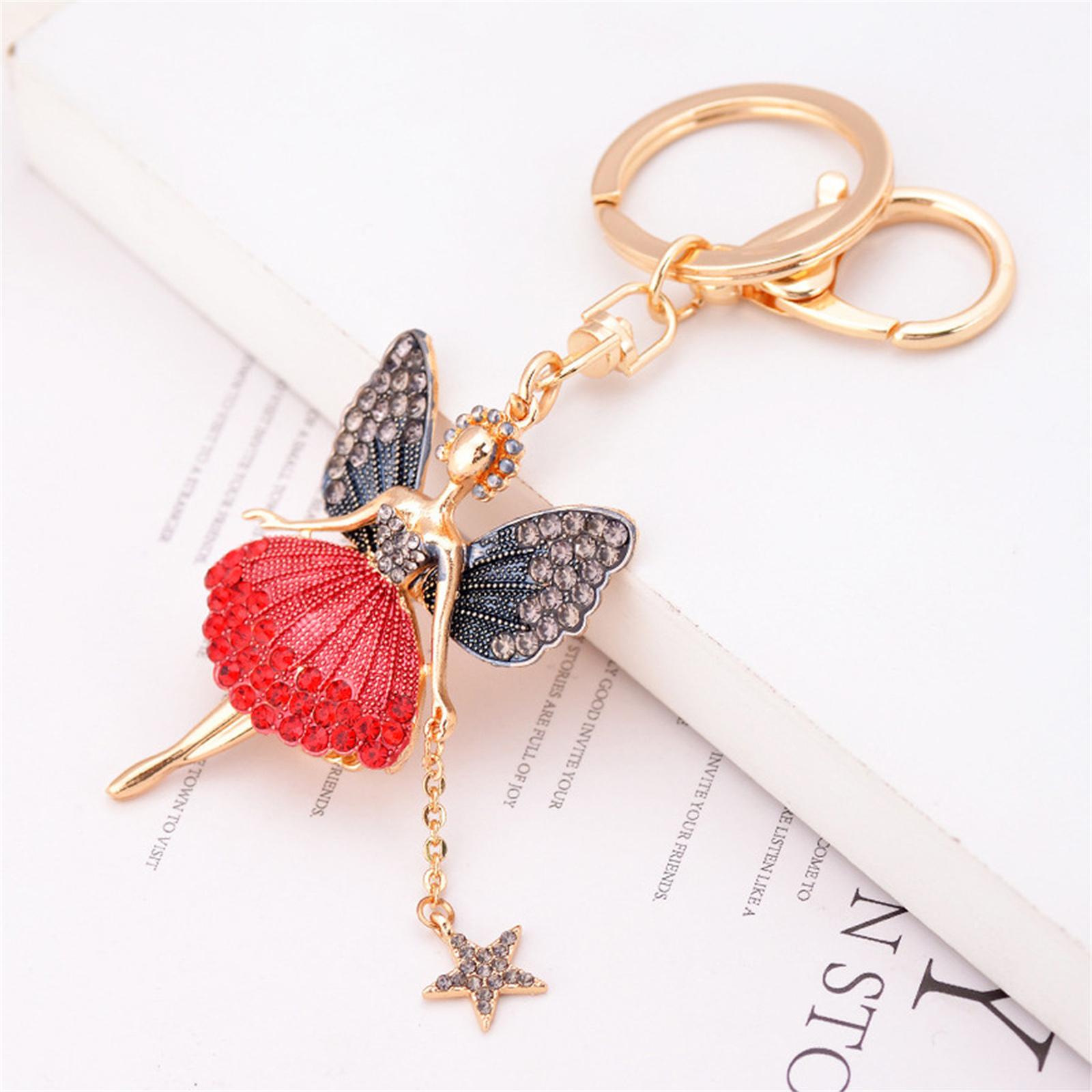 

Diamond Studded Ballet Girl Car Keychain Bag Pendant One Size