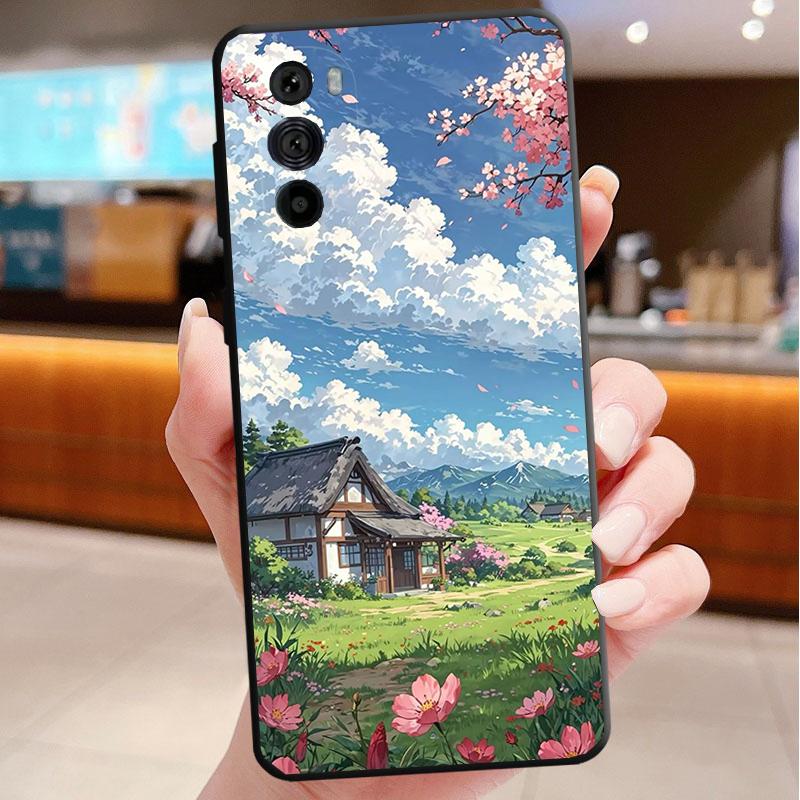 Japan Anime Girl Cat Landscape Phone Case For Motorola Edge 60 50 40 Pro 60 50 40 30 Ultra Neo Fusion Moto G Play G Stylus G
