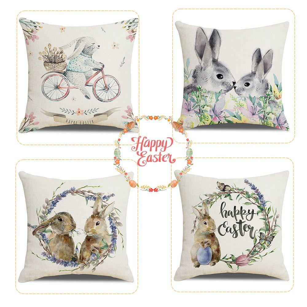 Party Bunny Eggs Sofa Easter Pillowcase Easter Decorations Pillow Case Cushion Cover
