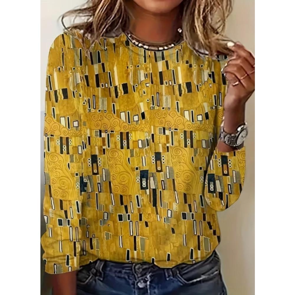 European and American Women's Long Sleeved Printed Fashionable Spring, Summer, Autumn T-shirts, Streetwear Tops
