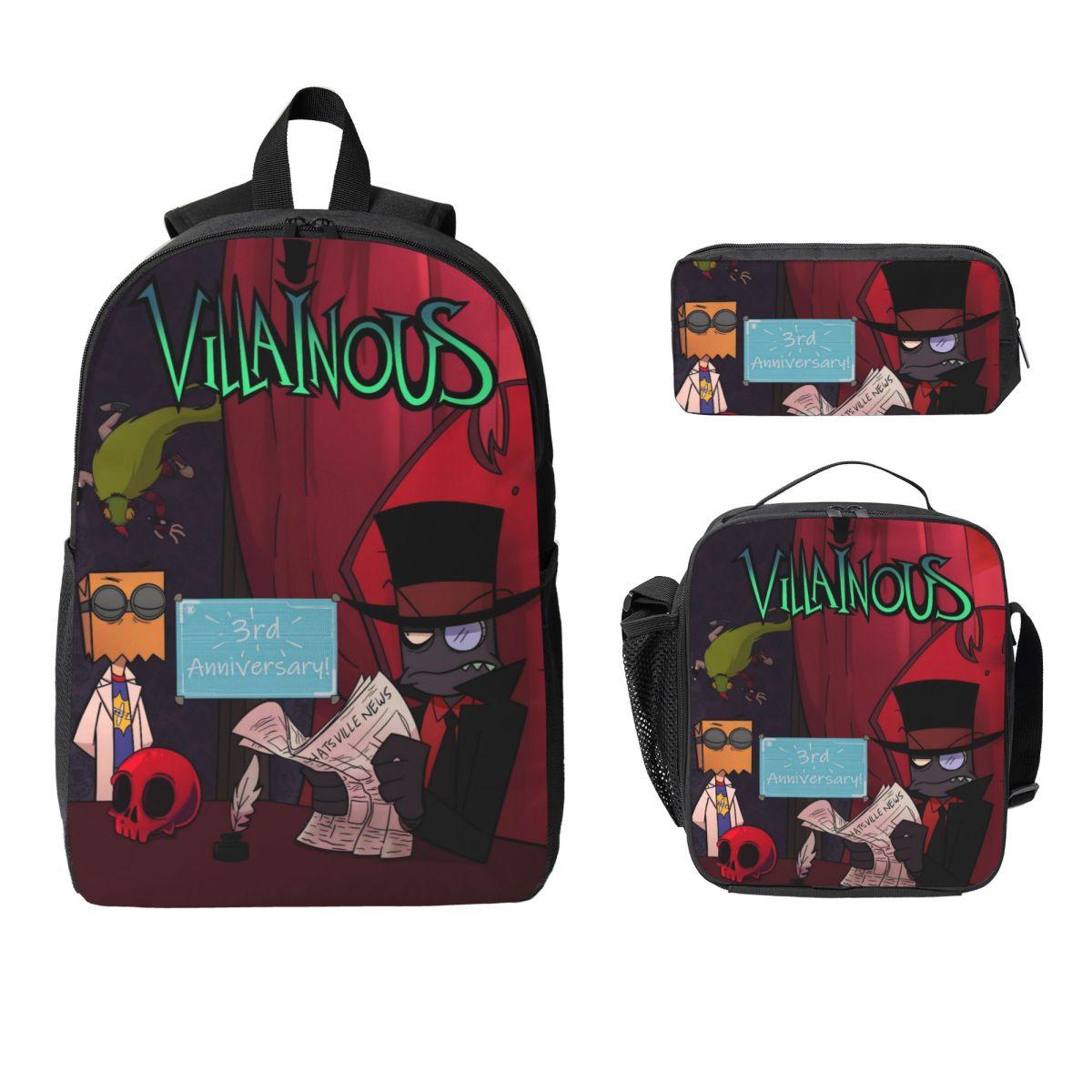 Ensemble de 3 pièces Sac à dos Comique Maléfique pour Garçon Fille Sacs à Crayons Sacs à Dos avec Boîte à Lunch Pour Étudiants Sac à Dos Journalier