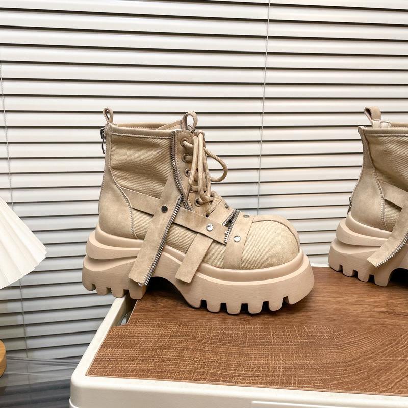 

[Fanfuna] Retro slim boots for women 2025 autumn and winter new thick-soled heightening fashionable Martin boots for women 35