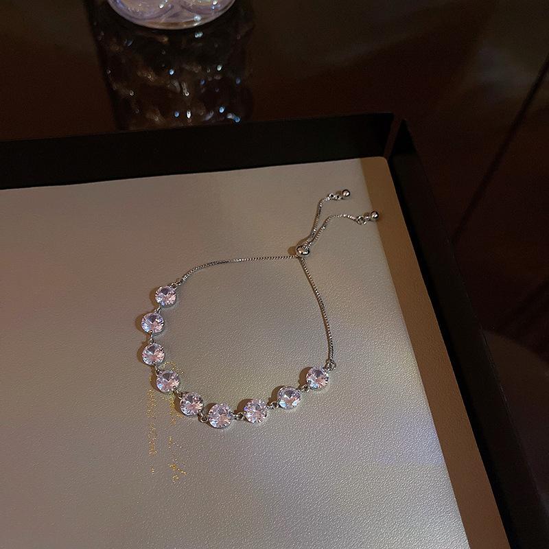 New Light Luxury Sparkling Diamond Zircon Bracelet Women's Adjustable Pulling Small and Stretching Bracelet Handpiece